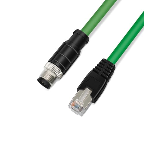 XENOCAM M12 to RJ45 Industrial Ethernet Cable,Automation Systems Interconnect M12 4 Pin D Code Male to RJ45 Male Shielded Cable Assembly, Cat5e SFTP 24 AWG 3.3Ft