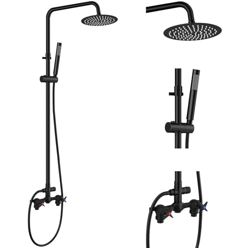 Aolemi Outdoor Shower Kit Outdoor Shower Fixtures Faucet System 2 Handle with 8 Inch Rainfall Shower...
