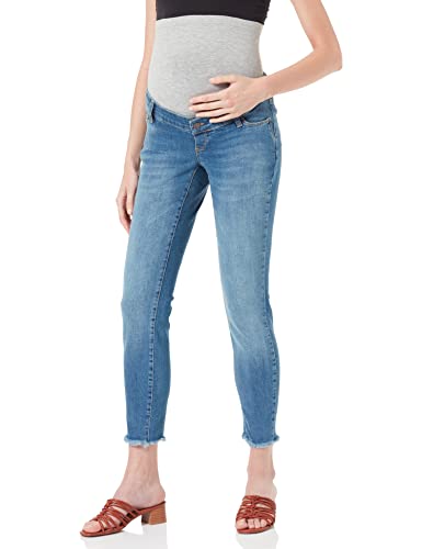 Mamalicious Mlmendez Slim Frayed 7/8 Jeans A, Denim Bleu Clair/détail : délavé, 30W x 34L Femme Cover