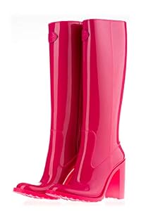 MEI MEI Damen Gummistiefel Hoch mit Absatz Pink 36 EU MEI MEI Damen Gummistiefel Hoch mit Absatz Pink 36 EU