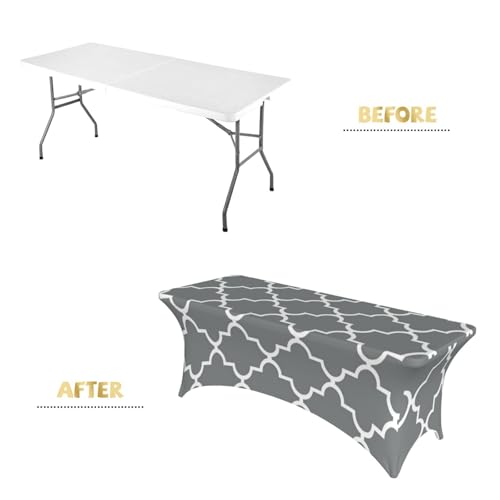 Nappe en élasthanne Quatrefoil grise stretch rectangulaire 1,8 m