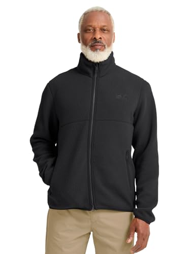 Jack Wolfskin Männer Lite Curl FZ Midlayer Herren Jacke hochflorige Fleecejacke für Herren mit 2-Wege-Reißverschluss und Hüfttaschen Übergangsjacke Herren