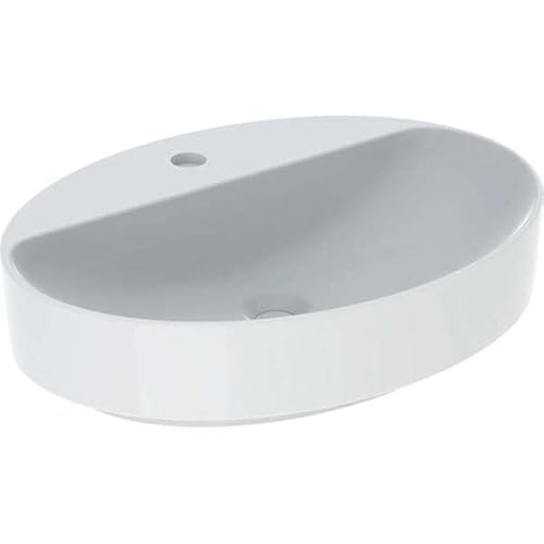 Geberit VariForm Aufsatzwaschtisch oval, 600x450mm, mit Hahnloch, ohne Überlauf, Farbe: Weiß, mit KeraTect - 500.773.00.2