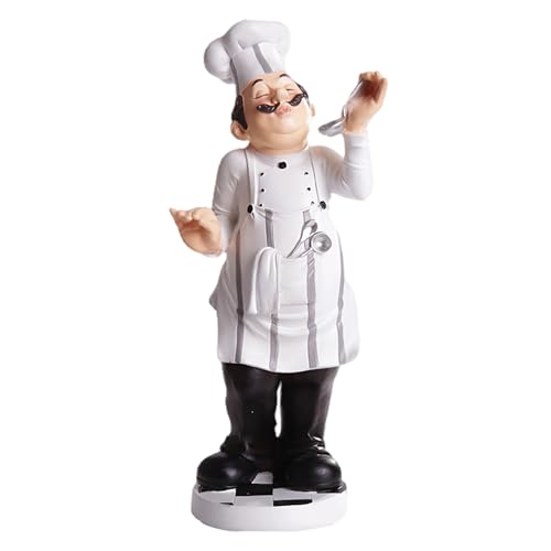 Licsaliwe Statue de Gros Chef, décoration de Cuisine pour la Maison, Bistro, Boulangerie et Restaurant, Figurine Cuisinier en résine, décoration comptoir