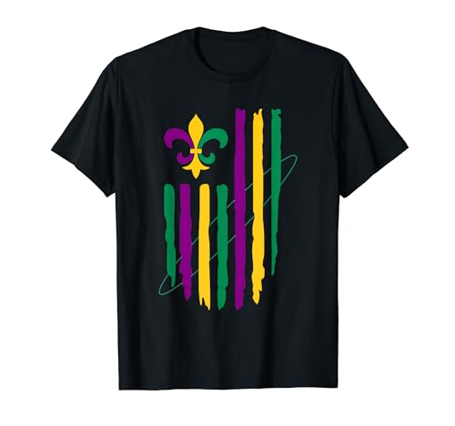 Drapeau américain Mardi Gras avec écrevisses de la Nouvelle-Orléans T-Shirt