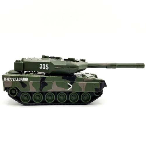 Image of Breatoi B-6772 Leopard Type Military Tank Die-Cast Model, 1:43 Scale, Camouflage Green, Army Collectible
