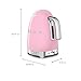 SMEG 7-Cup Variable Temperature Electric Kettle - Retro Style Aesthetic with Advanced Technology - Stainless Steel, 1400W, 120V, 360° Swivel Base, Keep Warm Function (Pink)