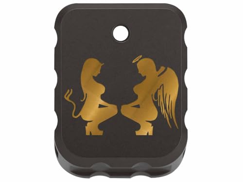 NDZ Performance Brass Magazine Base Plate for Canik TP9 – Armor Black Cerakote Finish – Laser Engraved – Fits TP9SF, TP9SFX, TP9 Elite SC – Gold Fill – Naughty and Nice Girls