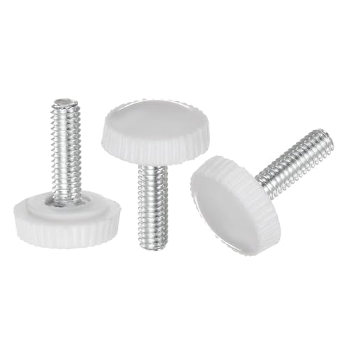 QUARKZMAN 20pz Manopole Zigrinate con Filettatura Maschio M4 x 16mm, Vite a Manopola Pomelli di Bloccaggio con Maniglia in Plastica e Asta Filettata, Bianco