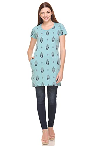 Image of In Love Women's Printed Cotton Plus Size Longline T-Shirt Half Sleeve with Pockets Pack of 2