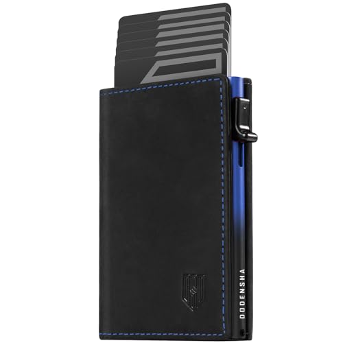 DODENSHA MagSnap Geldbörse Herren I Slim Wallet mit Münzfach I Wallets for Men für 10+ Karten I Magnetischer Verschluss portmonee Herren Slim I RFID Schutz I Schwarzblau