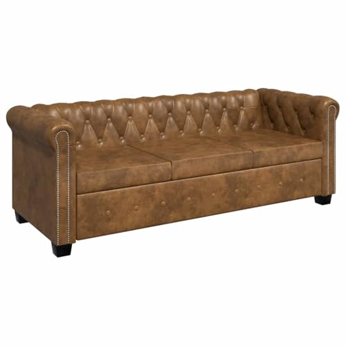 vidaXL Chesterfield Sofa 3 Sitzer Vintage Lounge Ledersofa Couch Sofagarnitur vidaXL Chesterfield Sofa 3 Sitzer Vintage Lounge Ledersofa Couch Sofagarnitur