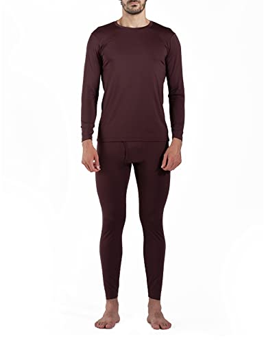 LAPASA Ensemble de sous-Vêtements Thermiques Homme Haut & Bas Maillot de Corps Manches Longues & Pantalon Chaud Automne/Hiver Léger M11: Bordeaux (Fin) XXL