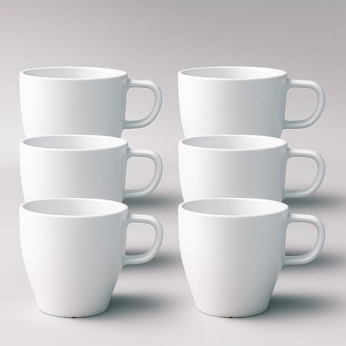 10 oz Coffee Cups Eco-Friendly, Shatter-Resistant Mug with Hanging Ears | Thickened Porcelain-Like Material | Suitable for Both Commercial and Home use| Unbreakable and Dishwasher Safe(6-pack) (White)