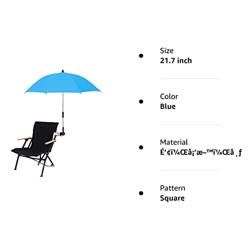 Renxr Chair Umbrella With Clamp, Universal Adjustable Beach Chair Umbrella Uv Protection Sunshade Umbrella For Strollers Wheelchairs Patio Chairs, Blue, 21.7 Inch #TOP7