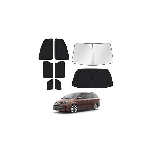Image of Canvcle Window Shades for 2011-2020 Toyota Sienna Accessories Windshield Sun Shade Side Rear Window Covers Sunshade Sun Visor Shield Privacy Protection for Camping Keep Vehicle Cool Black 8PCS