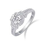 Epinki 14K Weißgold 585 Freundschaftsringe, Klassiker Zierlich Solitärring mit Moissanit, Trauringe Au585 Gold Echt Gold, Gr.53 (16.9)