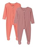Baby Footed Pajamas - Baby Infant Boys Girls One Piece Romper - Sleep 'N Play PJ - Viscose from Bamboo (Coral & Mave, 3-6Months)