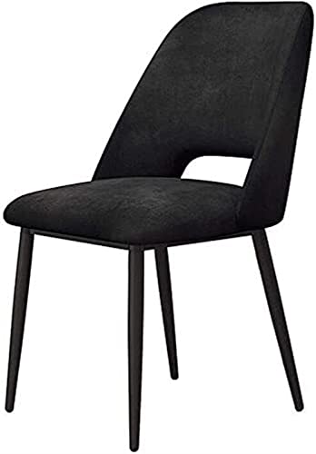 SJIALEN 1 Pcs Modern Velvet Dining Chairs, Soft Cushion Table Chair Metal Legs Makeup Chair Nordic Leisure Backrest Coffee Chair Kitchen Chair (Color : Black, Size : 43x46x81cm)