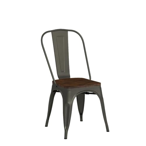image for COSTWAY 18 Inch Dining Chair Set of 4, Industrial Vintage Stackable Me