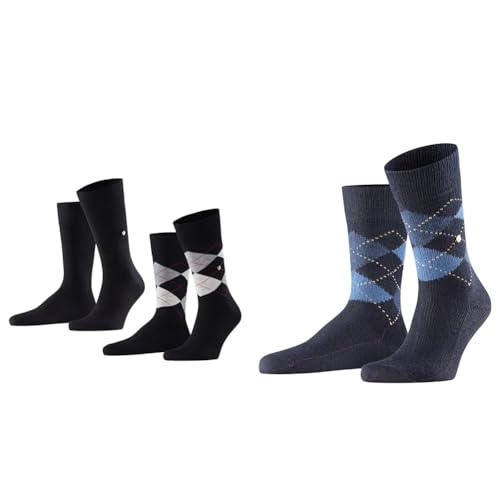 Chaussettes Burlington Noir et Bleu anti-pression lot confort durable 40-46