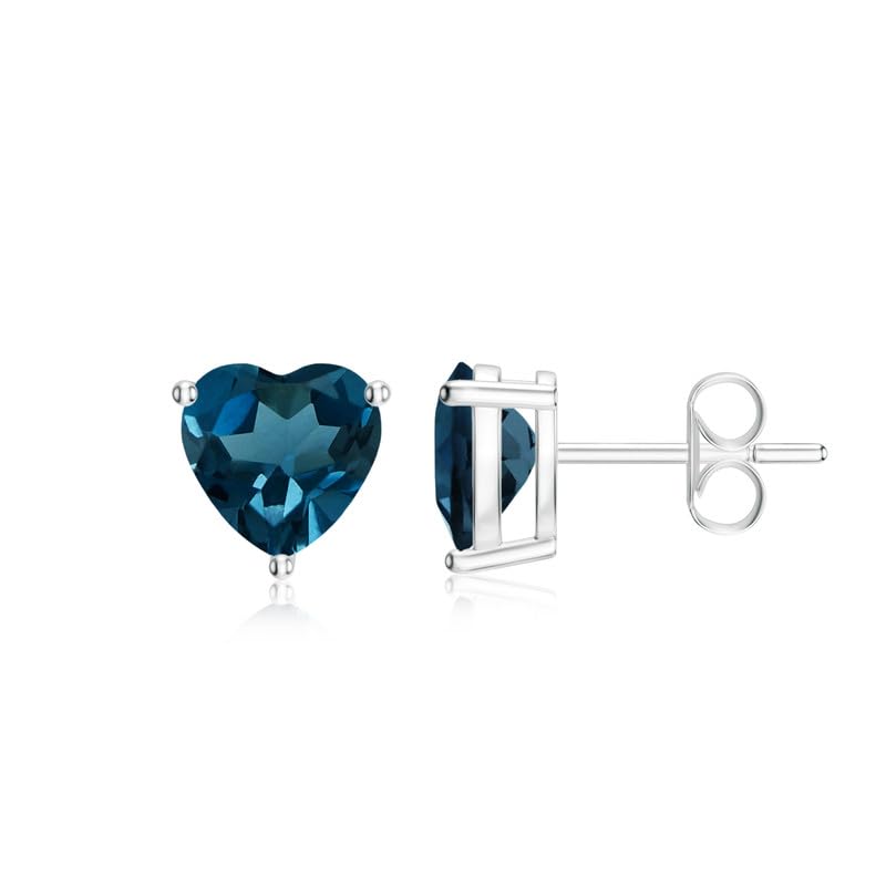 Image of Goldhartz Sterling Silver Genuine, Created or Simulated Birthstone Gemstone 7mm Heart Stud Earrings