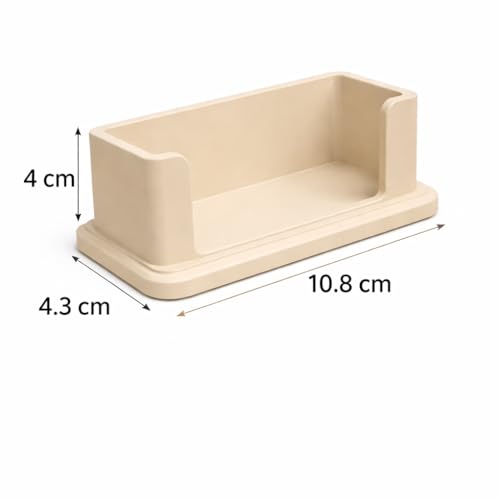 Image of Modern Minimalist Visiting Card Holder for Desk - Premium Plastic Business Card Stand, Office Table Card Organizer for Professionals, Reception, Home Office (Beige)