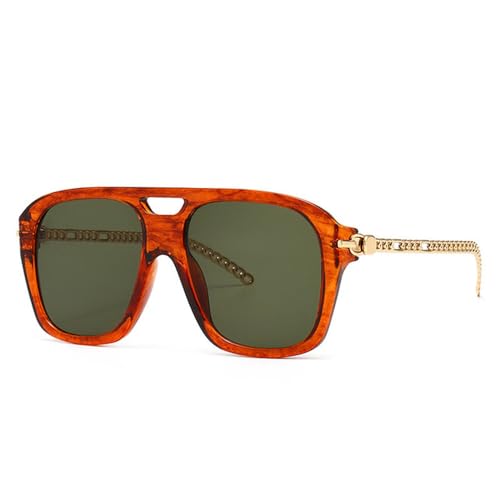 Lunettes de soleil rétro élégantes avec branches chaîne en métal et verres UV400 de mode
