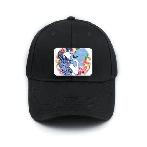 Casquette de baseball noire femme à motif oiseau style chinois pour vos sorties d'été