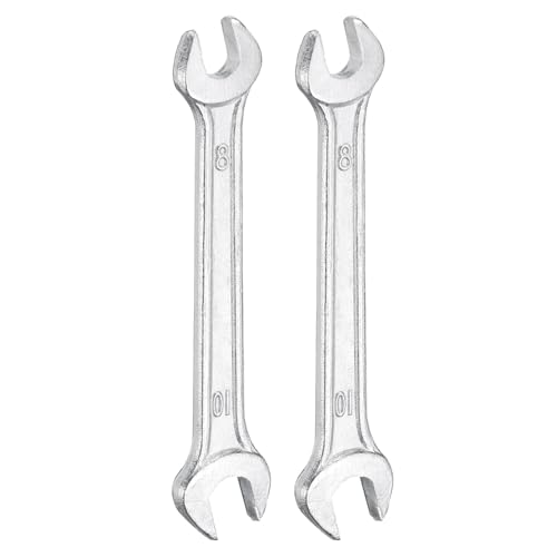QUARKZMAN 2Pcs Clé à Fourche Doublees 8mm x 10mm Métrique Clé Plate à Angle Décalé 15 Degrés, Petite Clé Plate Galvanisée, pour Réparation Automobile, Assemblage de Meubles