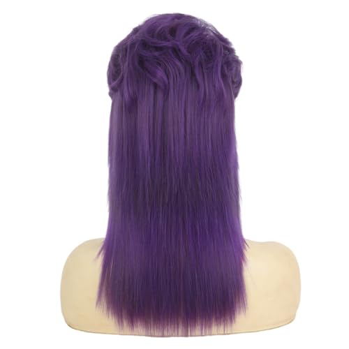 Image of Swiking Purple Mullet Wigs for Women 80s Rocker Shaggy Layered Fluffy Wig Shoulder Length Hair Cosplay Halloween Costume Wigs(Purple)