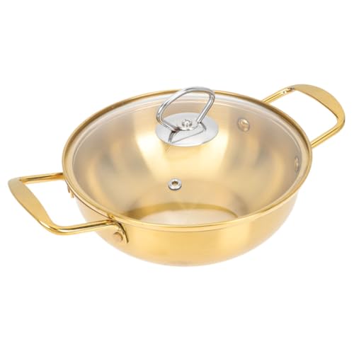 COLLBATH Cooking Pot for Hot Pot Korean Style Soup Pot Gold Lid and Noodle Bowl Lid Holder
