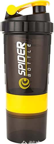 Amazon YJYJY Water Bottle 500ml Portable Protein Powder Shaker Bottle High Capacity 3 Layers Powder Mixing Cup Blender Sports #ad