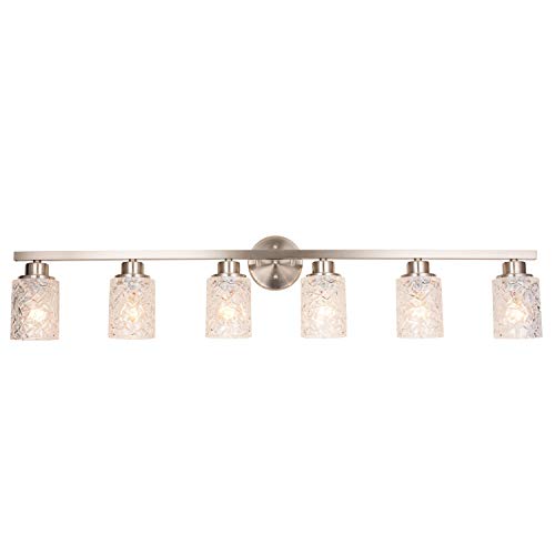 Image of ALICE HOUSE 41.3 inch Vanity Lights, 6 Light Wall Lighting, Brushed Nickel Finish Bathroom Lights Over Mirror, Bathroom Lighting AL9082-W6