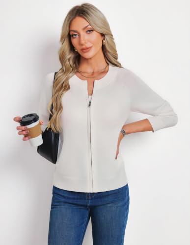 Image of GRACE KARIN Womens Long Sleeve Zip Up Cardigan Sweaters Lightweight Sweater Jacket Knitted Fashion Clothes