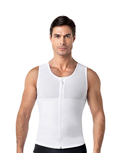 Leo Men's Abs Slimming Body Shaper with Back Support,Small,White