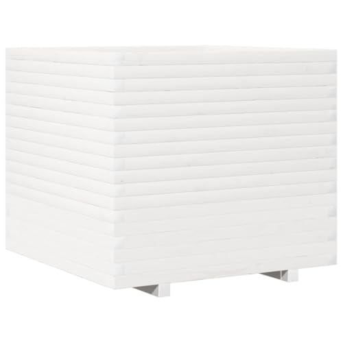 Vassoio Per Fioriera Aiuola Rialzata Piante Fiori Terrazza Giardino 80 X 80 X 72 Cm Legno Di Pino Massiccio Bianco 02_0037928 - 4