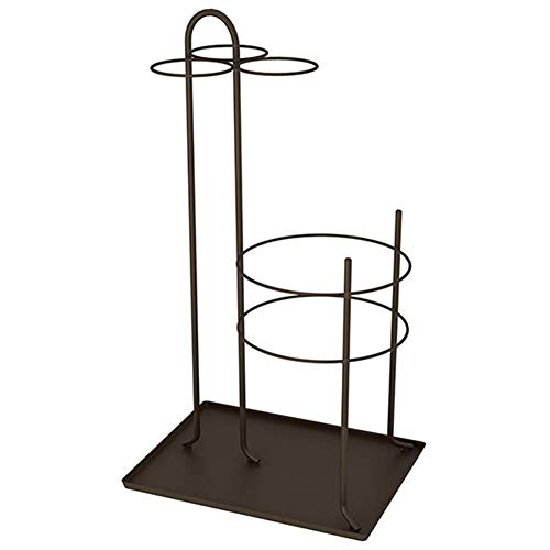 Porte-parapluie rigide en métal marron structure stable d'entrée - 2