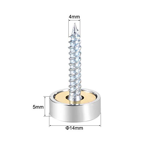 sourcing map Mirror Screws Decorative Caps Cover Nails Polished Stainless Steel 14mm 4pcs