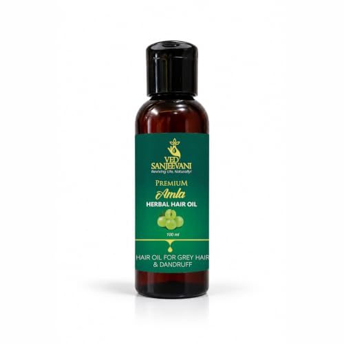 VED SANJEEVANI Amla Herbal Hair Oil For Hair Fall Control & Scalp Nourishment With Amla Extract Mineral Oil Free 100ml