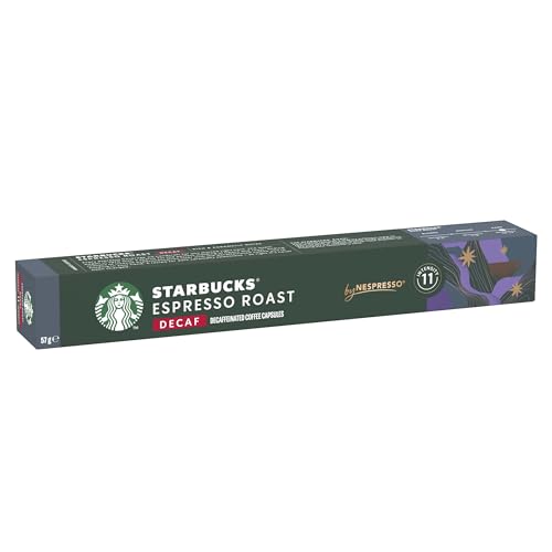 STARBUCKS Decaf Espresso Roast by Nespresso, Dark Roast, Coffee Capsules (10 Capsules)