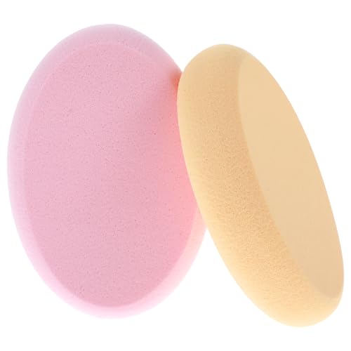 Lot de 2 éponges ovales en forme pour fond de teint, coussin de fond de teint, éponge pour maquillage liquide, éponge de maquillage professionnel, sèches et humides (teint peau et rose)