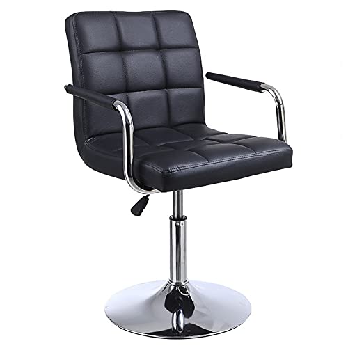 Tabouret de bar carré en cuir PU noir réglable avec assise en éponge pour îlot