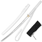 Armory Replicas™ 43-Inch White Katana Sword – Handmade 1065 High Carbon Steel Blade with Full Tang, Snowflake Guard, Ribbon Charm & Painted Scabbard – Decorative Collectible Sword