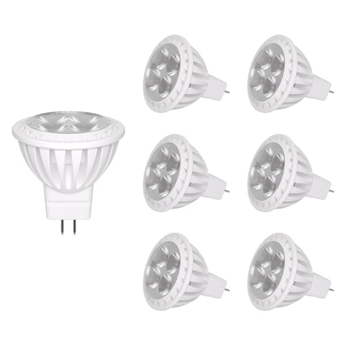 GOHDLAMP 6-Pack MR11 3W LED Bulbs - Daylight White 6000K, GU4 Bi-Pin Base, 12V Low Voltage Spotlight, Non-Dimmable, Energy-Efficient Halogen Replacement for Landscape and Track Lighting