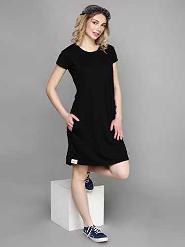 Image of Meerkat Women Short Sleeve Knee Length Cotton Knits Printed Short Nighty /Long Shirt /Midi