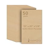 3 mm Baltic Birch Plywood 1/8 x 12 x 20 Inch, Box of 50 B/BB Grade Craft Wood, Stronger Than Basswood Sheets, for Laser, CNC Cutting and Wood Burning, by Woodpeckers