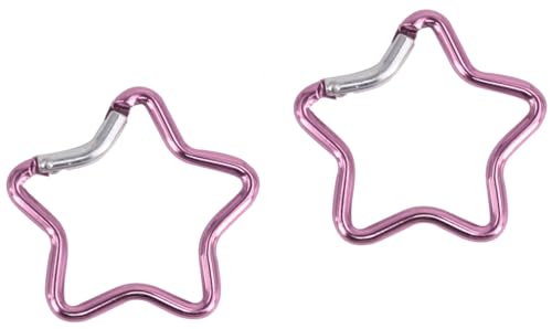 2Pcs Purple Carabiner Clip, Star Shaped Climbing Buckle, Aluminum Alloy Heavy Duty Keyring Hook for Camping Fishing Hiking Traveling Aluminum Key Chain Clip Outdoor Accessories