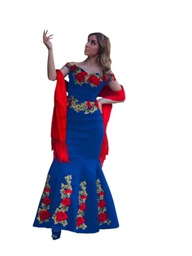 Floral Embroidered Off Shoulder Quinceanera Dresses Mexican Party Mermaid Formal Dress 2025