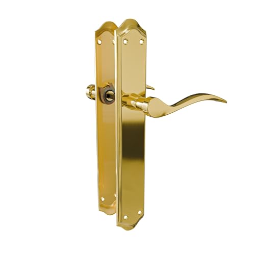 Amig - Juego de Manillas con Placa para puerta - Maneta Mod. BETA - Fabricada en Acero - 256 x 48 mm - Cuadradillo de 8 mm - Latonado mate